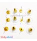 Earring Studs 6mm - Flat with Stoppers - Golden - 2 Pairs